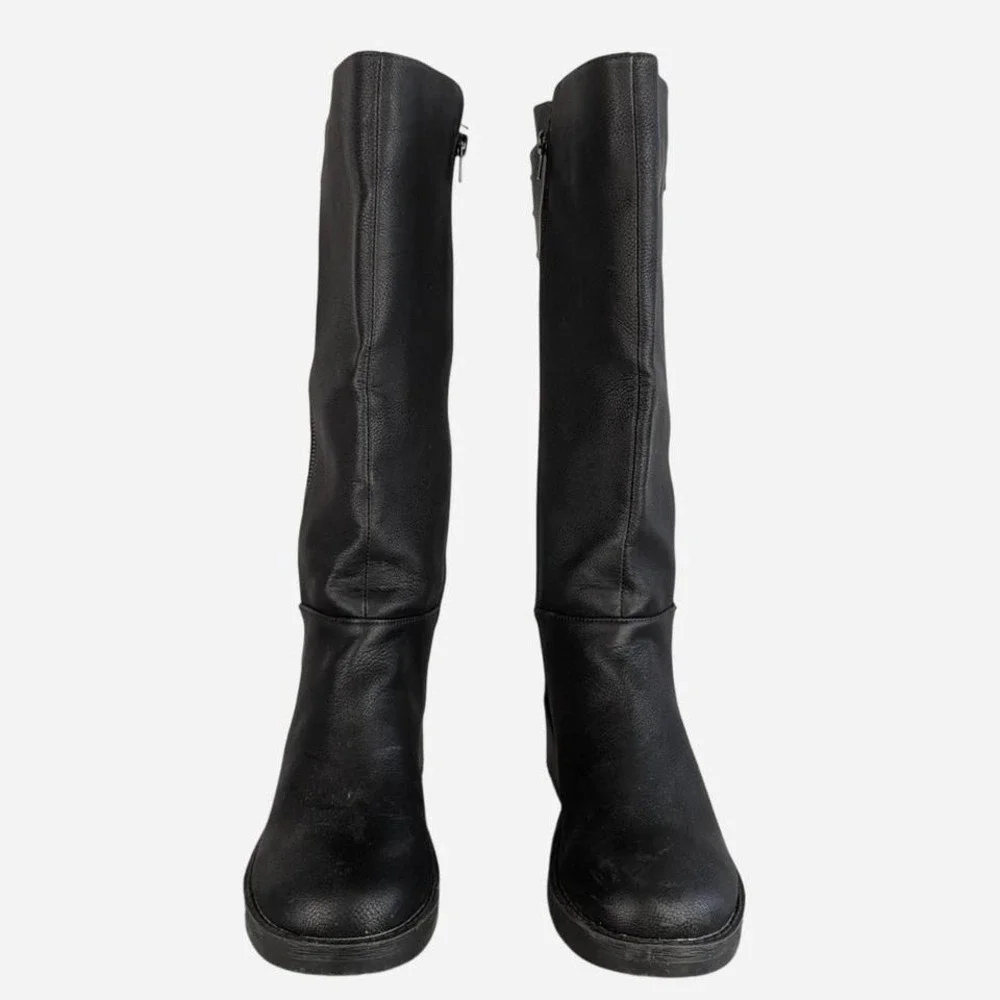Kensie Dermott Back Lace-Up Knee High Riding Boot Black Size 8.5